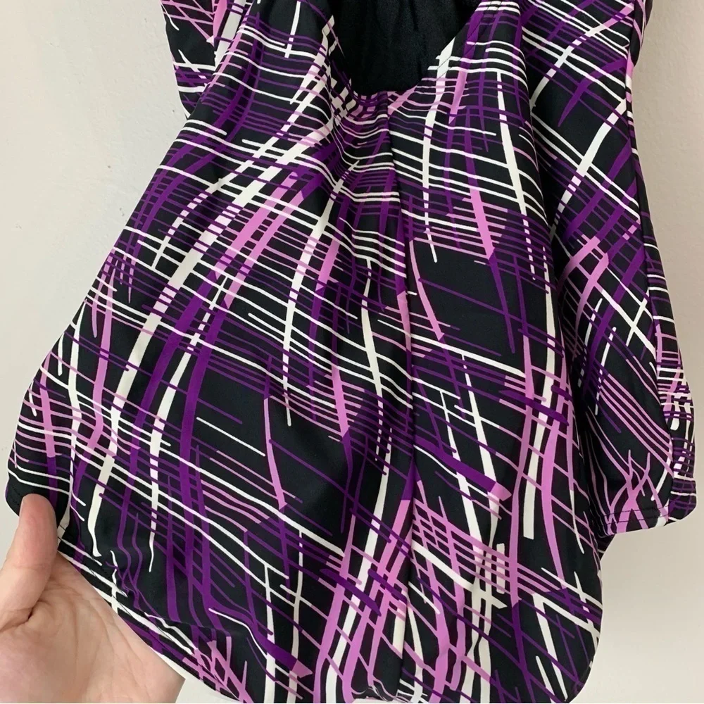 AQUA Shape Ocean One Piece Swim Suit Black and Purple Size 12.